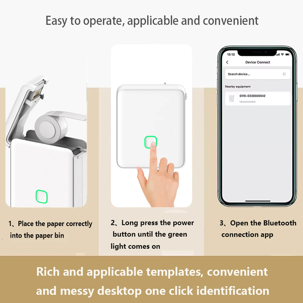 Continuous Thermal Label Paper Compatible For Phomemo D30 D35 Q30 Label Maker  Waterproof Scratch-Resistant Self-Adhesive Paper
