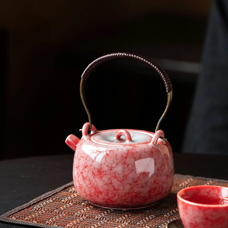 

Red Furnace Yingxue Small Lifting Beam Pot｜High-end Kiln Transformed Teapot Ceramic Home Kung Fu Tea Set Gift Box