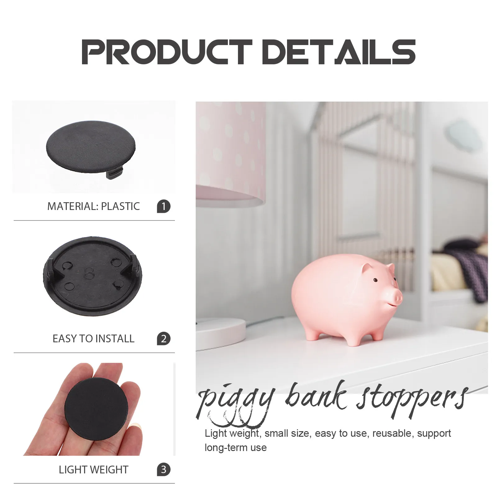 20Pcs Plastic Piggy Bank Plug Round Bottom Stopper for Storage Boxes Lightweight Smooth Fit Most Money Saving Pots Covers