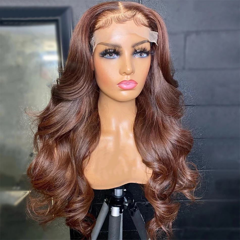 Chocolate Brown Lace Front Human Hair Wigs For Women Brown Body Wave 13x6 Hd Lace Frontal Wig Female Pre Plucked Brazilian Wig