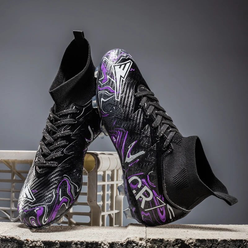 New Men Soccer Shoes Training Boys Outdoor Sport Football Boots Adult Long Spikes Non Slip Cleats Breathable Match Comfortable