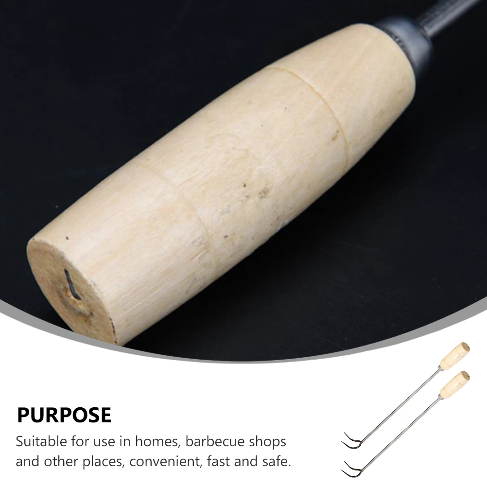 

2Pcs Stainless Steel Meat Hooks Heavy Duty Bbq Hook Sticks for Pork Ham Chicken Roast Kitchen Supplies Meat Hook Sticks