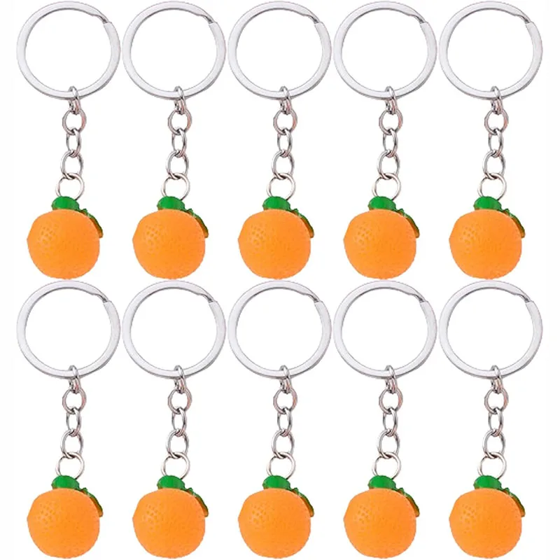 Cute Orange Fruit Keychain Key Chain Charm Handbag Purse Pendant Hanging Key Ring for Summer Women Girls Party Gifts