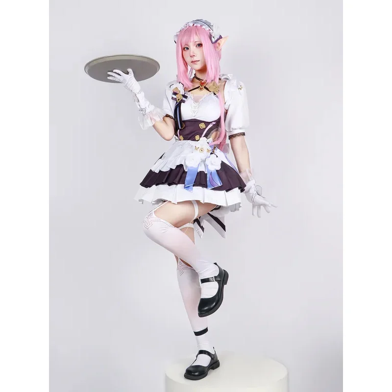 Elysia Cosplay French maid Costume Honkai Impact 3 Carnival Uniform Wig Anime Halloween Costumes Men Game