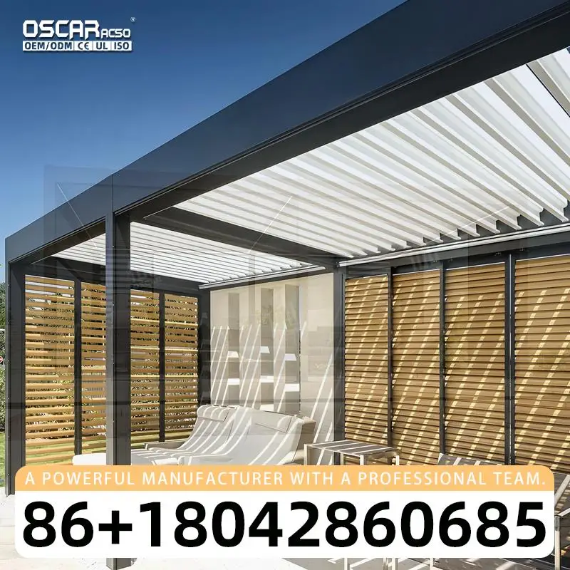 Customized Large Gear Telescopic Mobile Push Canopy Movable Parking Sunshade Tent Made of Pressure Treated Wood and Metal pergol