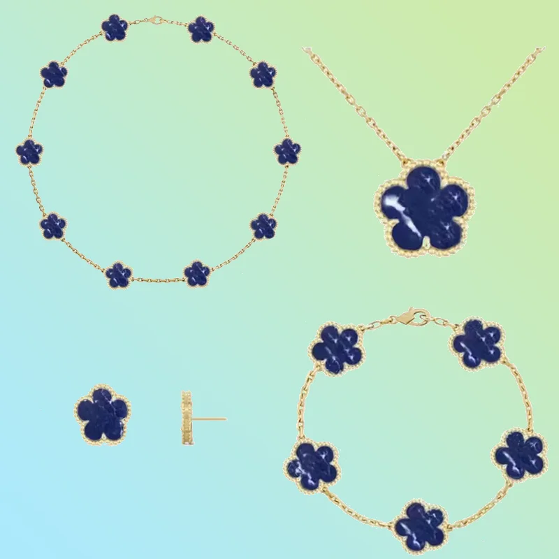 

2023 New High Quality 925 Sterling Silver Women's Luxury Jewelry High Quality Clover Bracelet Jewelry Set with Logo