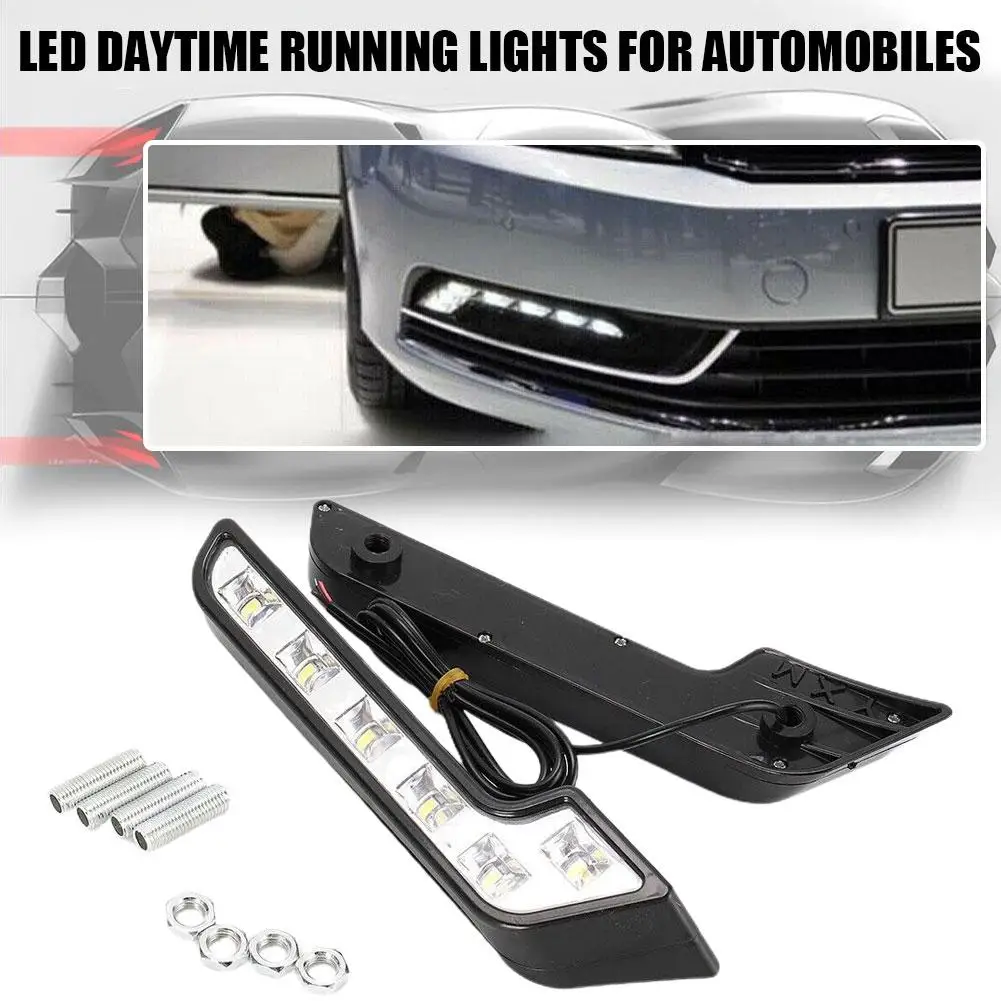 1 set Universal LED Car Daytime Running Light 6LED 12V L-shaped DRL White Light 660LM Waterproof Driving Fog Lights Accessories