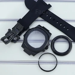 Black 40mm Stainless Steel Watch Case Rubber Bracelet For Nautilus Seiko NH35 NH36 NH38/34 Movement 30.8mm Dial 100M Waterproof