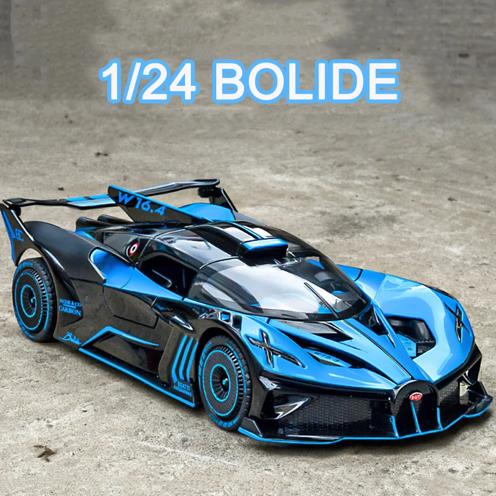 1/24 BGT Bolide Car Model Toys Alloy Diecast Spray Version 4 Door Opended Sound Light Pull Back Vehicles Toys for Boys Gifts