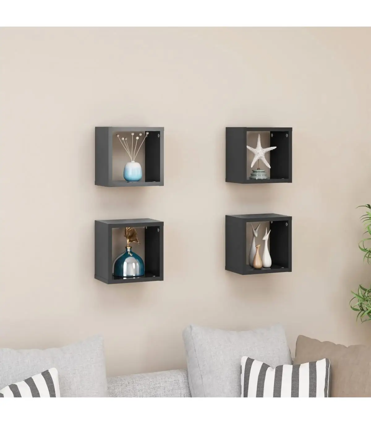 4 Pcts Gray 22x15x22 cm Shelves Shelves Shelves Shelves Wall Cube Shelves