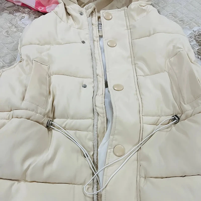 Winter Hooded Big Size 4xl Vest Warm Puffy Sleeveless Jackets Thicken Down Cotton Chaleco Fashion Adjustable Waist Waistcoat