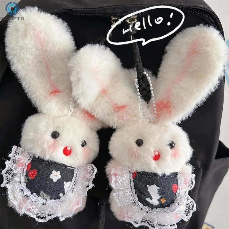 

Cartoon Cute Long-eared Rabbit Squeak Plush Doll Stuffed Toy Keychain Pendant Lanyard Girly Keyring Bag Hanging Ornaments Gifts