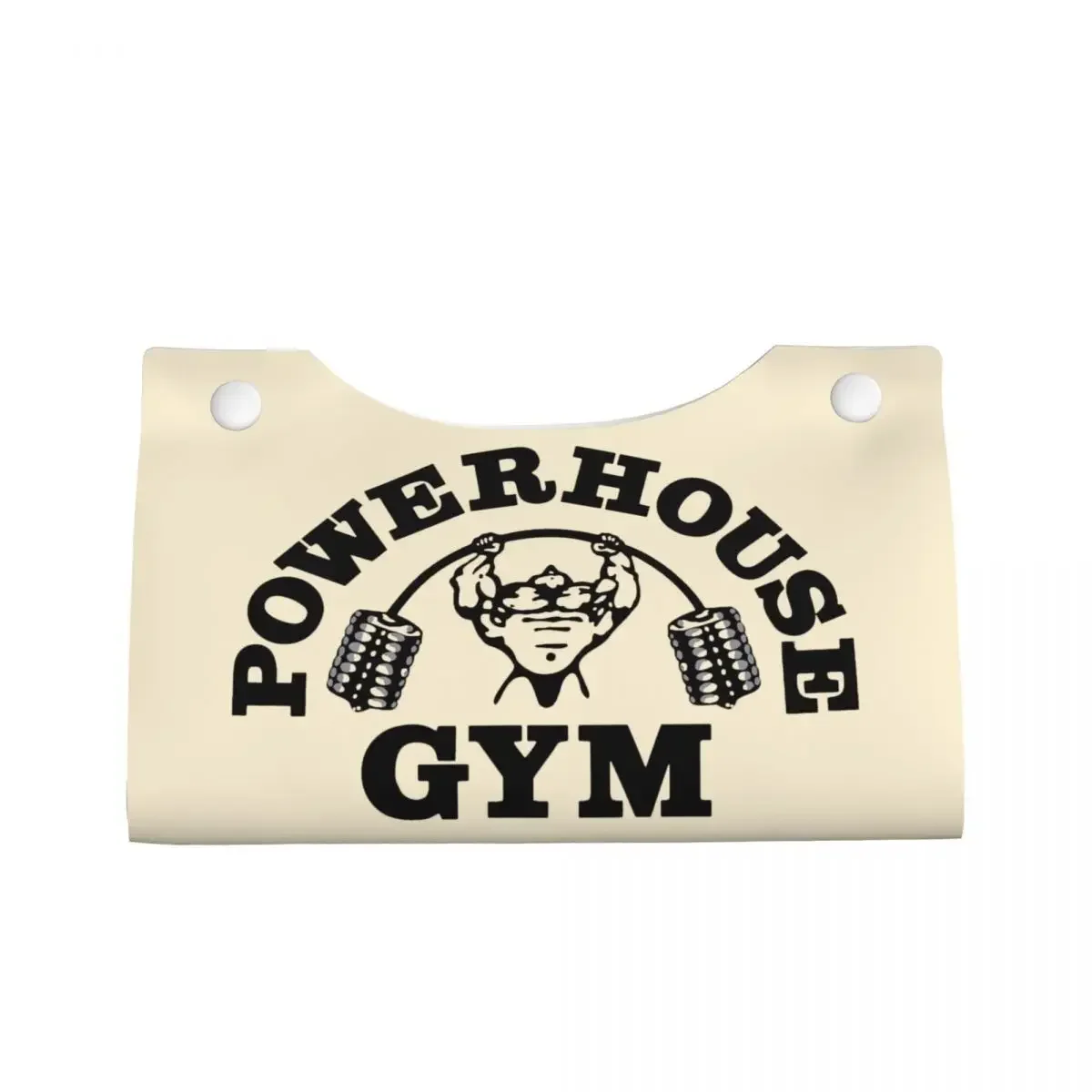 Custom Powerhouse Gym Facial Tissue Box Cover Rectangular Fitness Building Muscle PU Leather Tissue Box Holder for Car Office