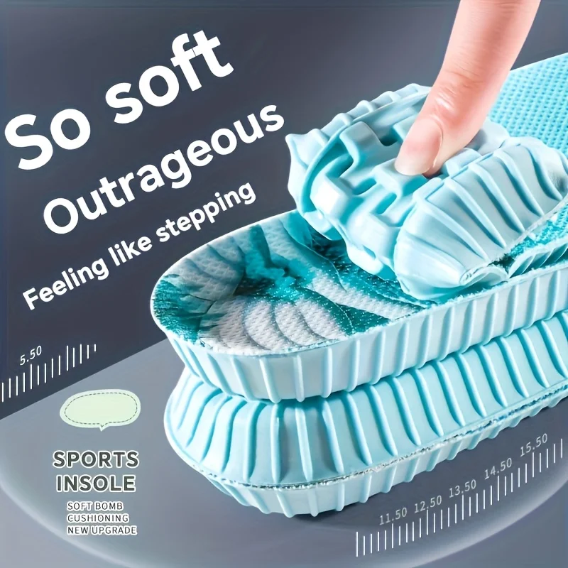 Wkładki sportowe 4D Miękkie Oddychające Dezodorujące Wysoka Elastyczność Amortyzujące Wkładki do Butów do Biegania dla Kobiet i Mężczyzn Lateksowe Wkładki Masujące