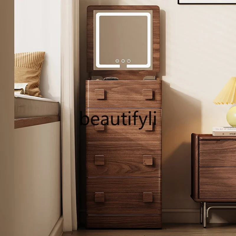 

HWalnut Dresser Bedroom Bedside Table Storage Integrated Small Makeup Table