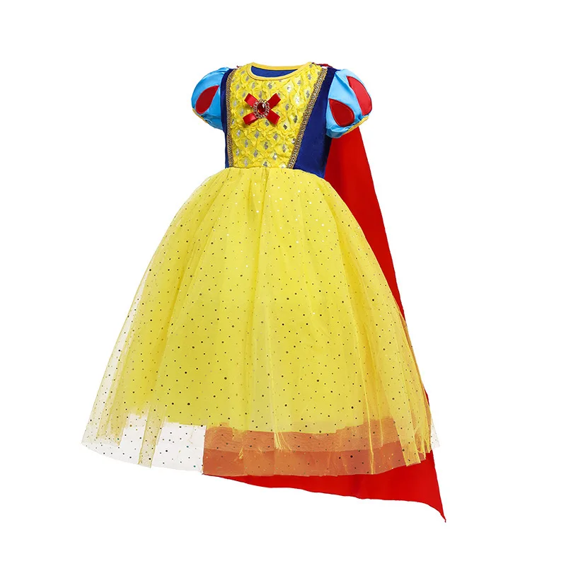 Girls Halloween Cosplay Dresses Sequin Style Princess Dress Costume With Cloak for Kids Party Or Christmas Outfit for Children