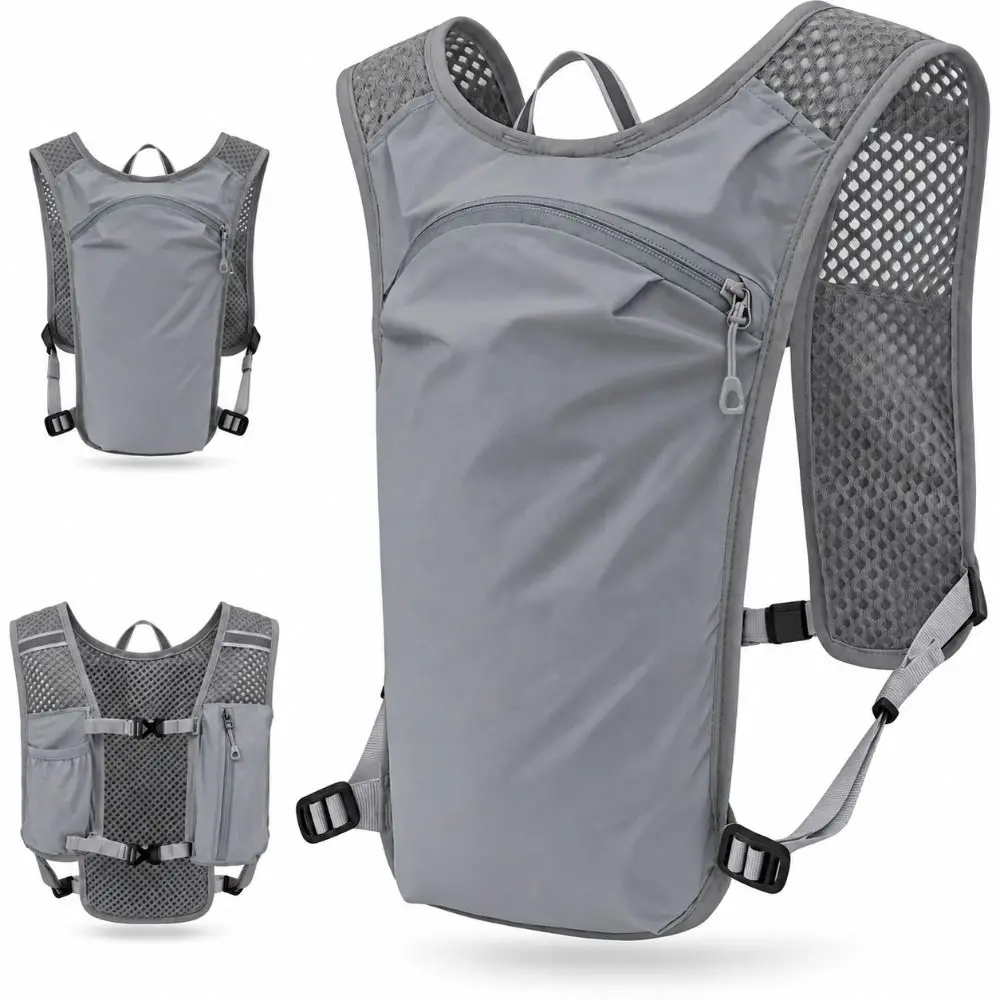 2PCS Nylon Hydration Running Vest Breathable Lightweight Hydration Vest Backpack with Reflective Strips Running Hydration Pack