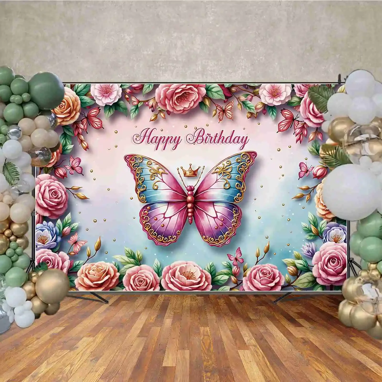 MOON.QG 2025 Christmas Christmas Tree Backdrops Girls Pink Ornamented Room Snow Pine Tree Background Party Photocall Accessories