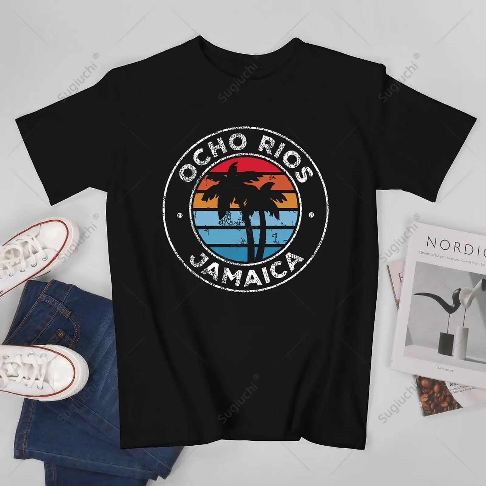 

Мужская футболка унисекс Ocho Rios Jamaica с винтажным рисунком в стиле ретро 70-х годов, футболки для женщин и мальчиков, футболка из 100% хлопка