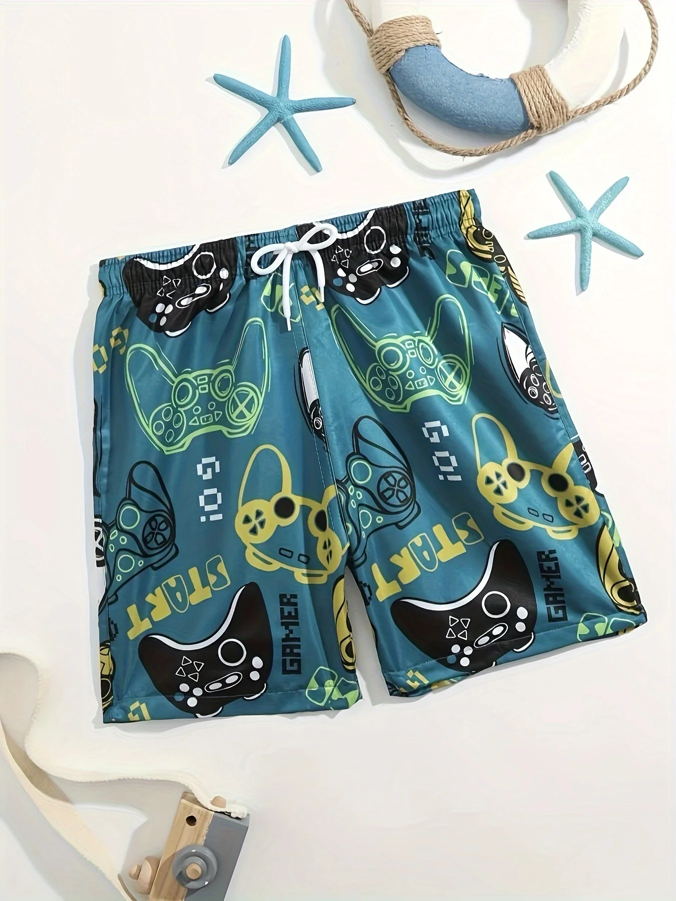 شورت رياضي مقاوم للماء برباط للأولاد ، كاجوال ، شاطئ ، سباحة #3