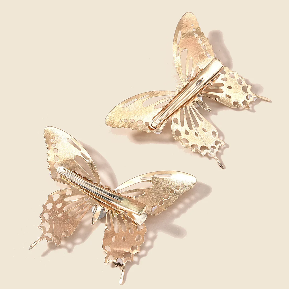 

2pcs Butterfly Hair Clips Set Alloy Fairy Headdress Billed Clip For Women Girls Thin Hair Wedding Styling