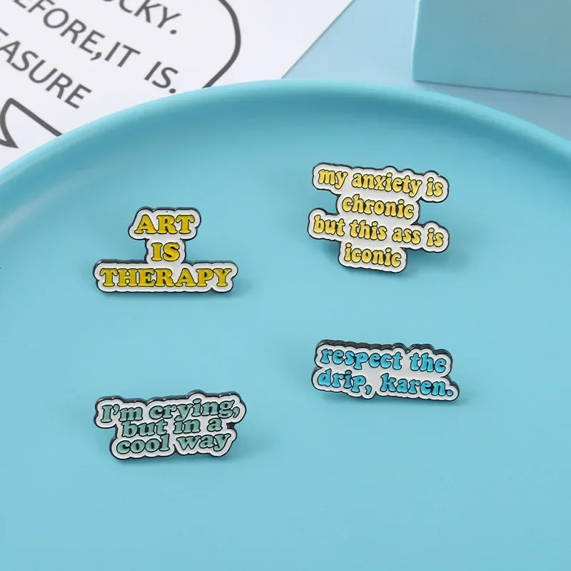 Hot Selling New Models Personality Cute Metal Brooch Badge Characters Sentence Accessories Pin for Men & Women Party Gift