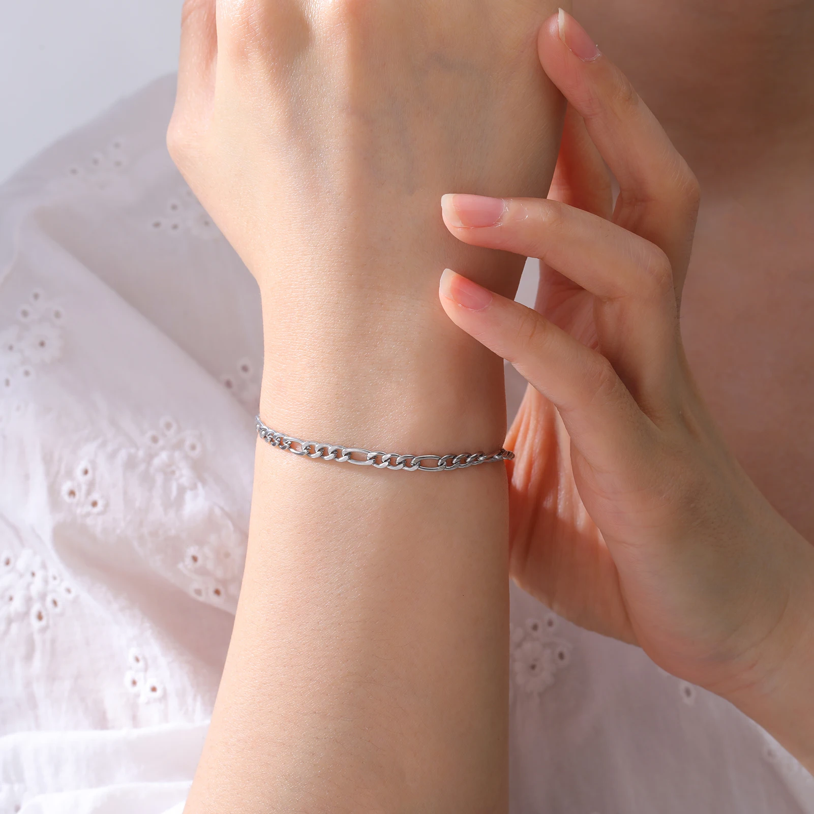 COOLTIME Edelstahl Gliederkette Armband verstellbare Figaro Kette DIY Herstellung Verbinder Armband Schmuck Zubehör – Detail 10