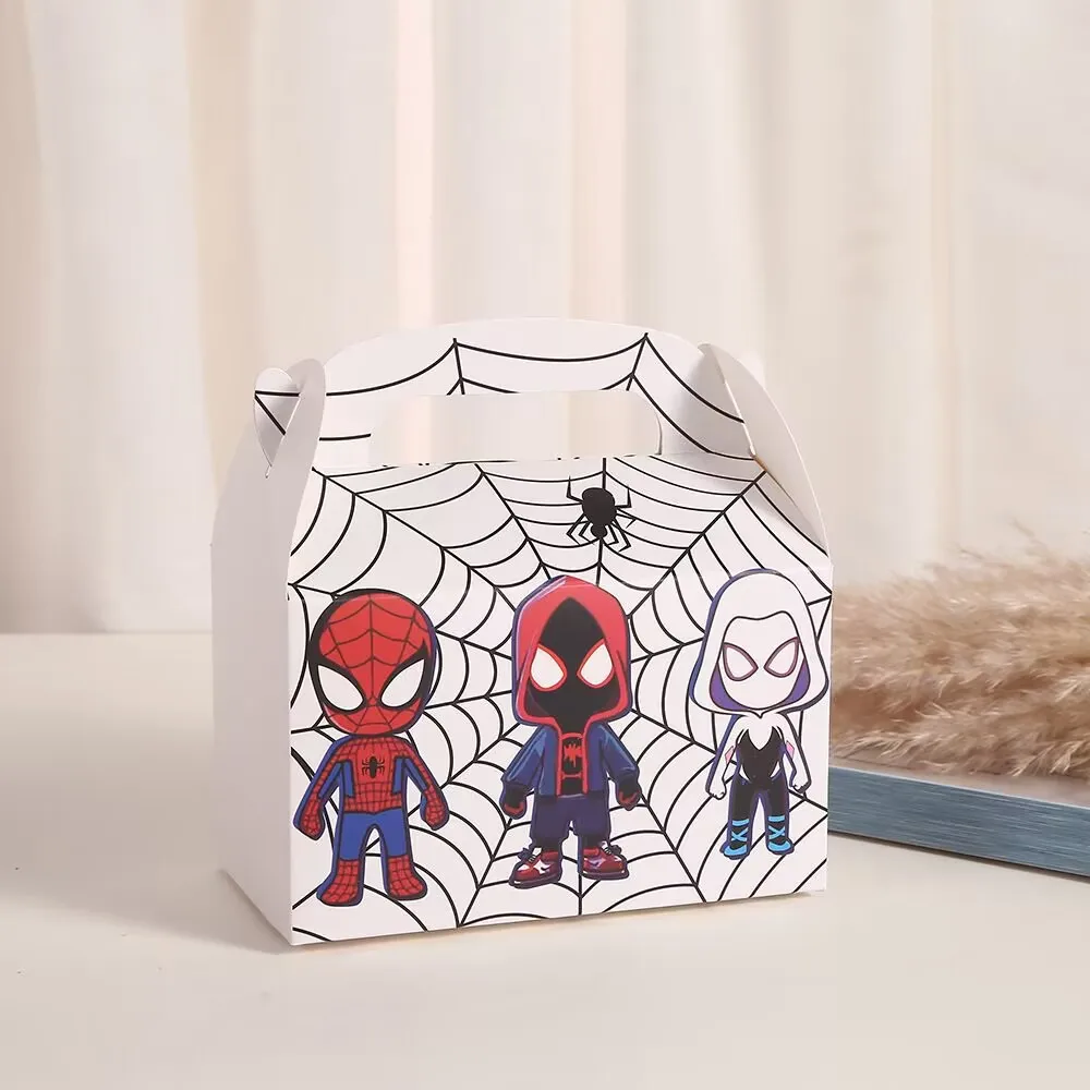 Disney Spiderman pudełko cukierków Cartoon pudełko na prezent z podręcznym na Baby Shower pudełko na urodziny artykuły dekoracyjne na imprezę dla