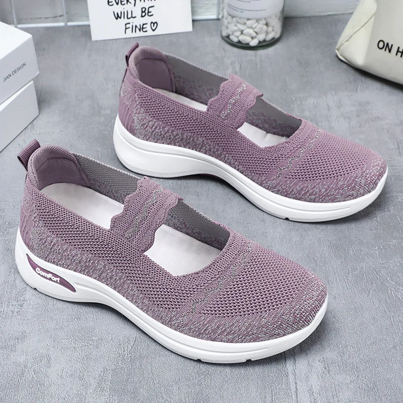 

2024 Summer New Season Knitted Mesh Casual Women's ShoesComfortable And Lightweight Shoes Anti Slip Soft Soled Mother's Sports S