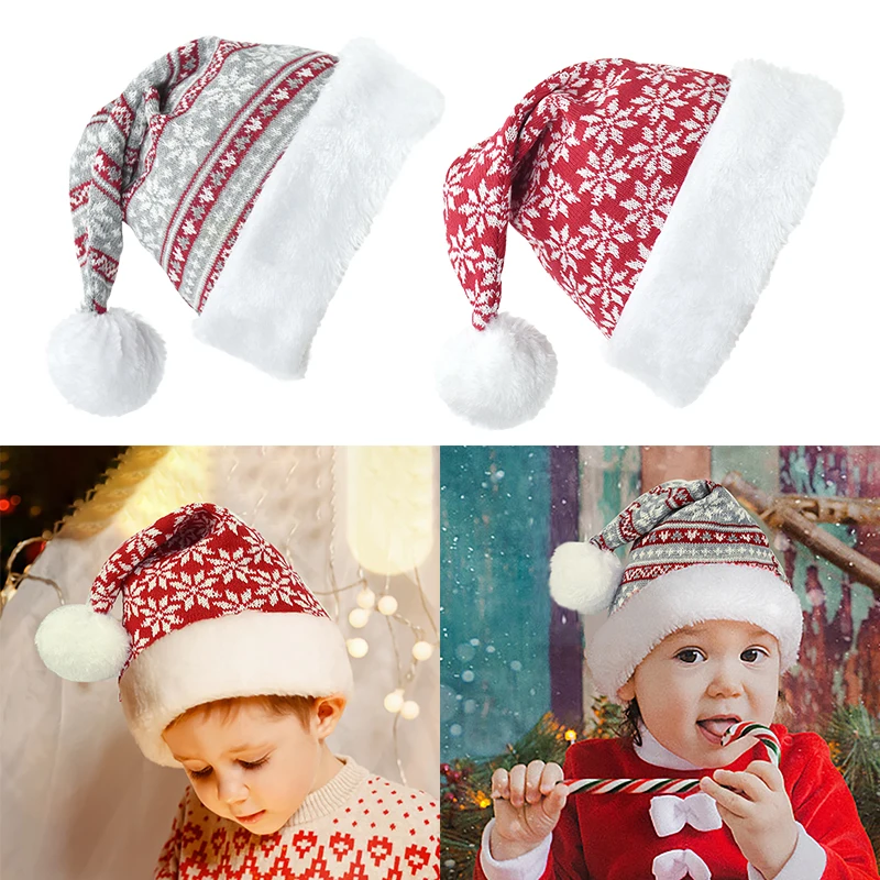 

Christmas Hat Snowman ElK Caps Winter Thicken Knitted Velvet Cloth Kids Adult Xmas Decoration New Year's Gifts Home Party Supply