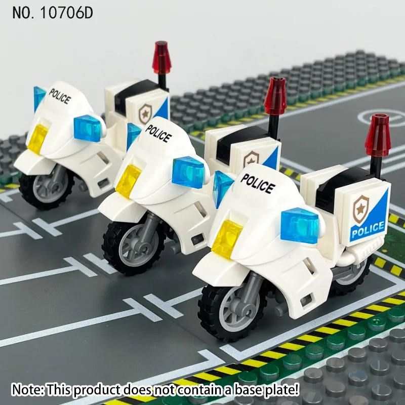 10706D Wu Shen Tieqi motocykl biały model policyjny zabawka dla dzieci do składania z klocków akcesoria