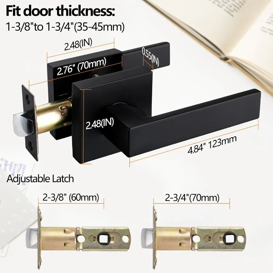 Uchwyt do drzwi wewnętrznych bez zamka, w kolorze matowej czerni, wytrzymały i elegancki, odpowiedni do nowoczesnych drzwi.