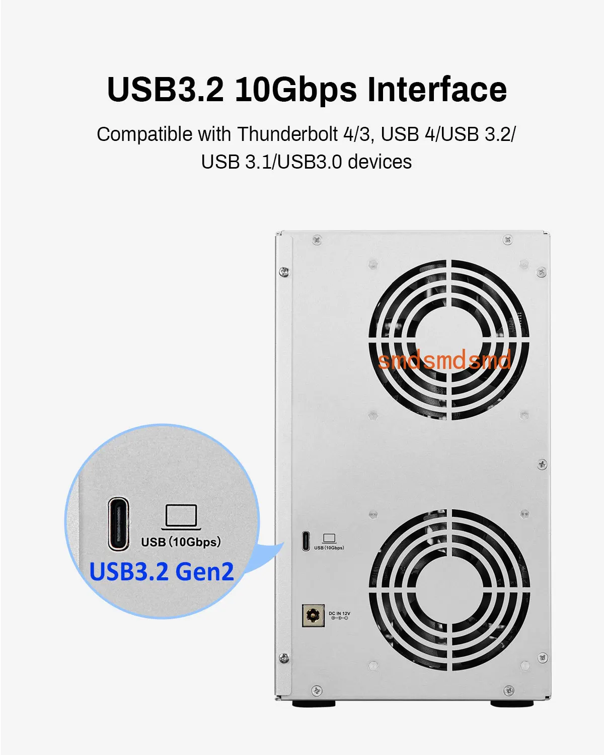 D6-320 External Hard Drive Enclosure - USB 3.2 Gen2 10Gbps Type-C HDD Storage Hot Swappable Plug and Play (Diskless)