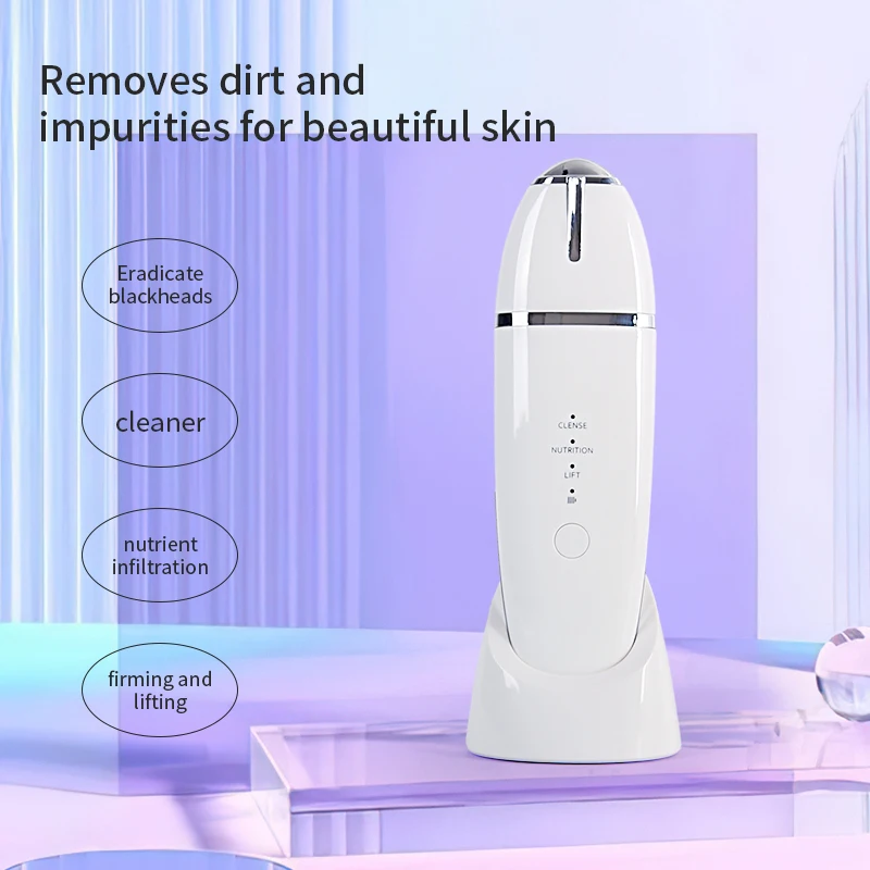 Ultrasonic Skin Scrubber Blackhead Remover Facial Pore Cleaner Ionic Exfoliator EMS Lifting Home Use Skin Care Beauty Device