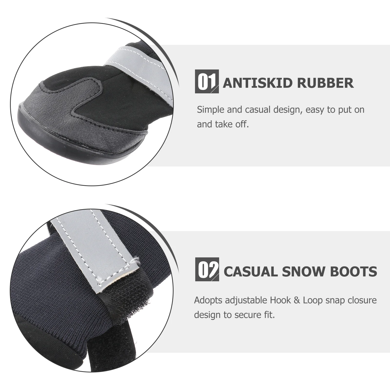 

4Pcs Dog Winter Shoes Size L Black PU Terylen Thick Lint for Medium Large Dogs Outdoor Sports Hiking Running Anti-Slip