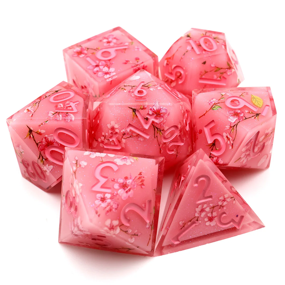 Polyhedral DND Gift For Board Games Role Playing Table Game 7 Pieces Set Sharp Edge RPG Dice Resin DND Dice Set -Layer Dices