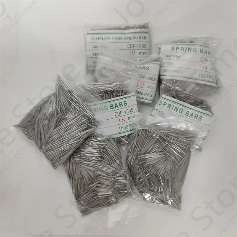 Watch Spring Bar Tool, Assista Acessórios para Relojoaria, Agulha de Mola, 1.5mm Grosso, 1000PCs, 8mm, 12mm, 14mm, 10mm, 18mm, 20mm, 22 milímetros,