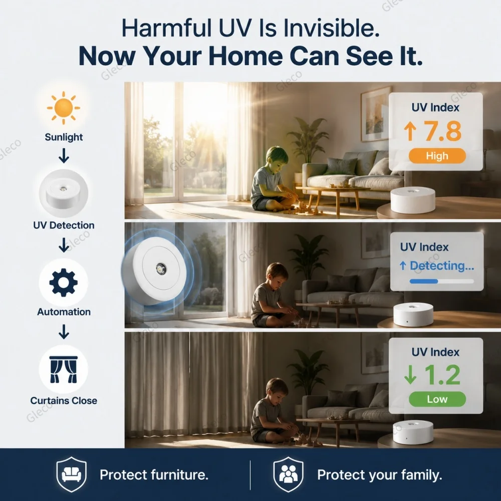 Zigbee Drahtloser Luftdrucksensor UV-Messgerät Barometer Thermometer Lichtdetektor für Smart Home Assistant 2MQTT Wettermonitor – Detail 7
