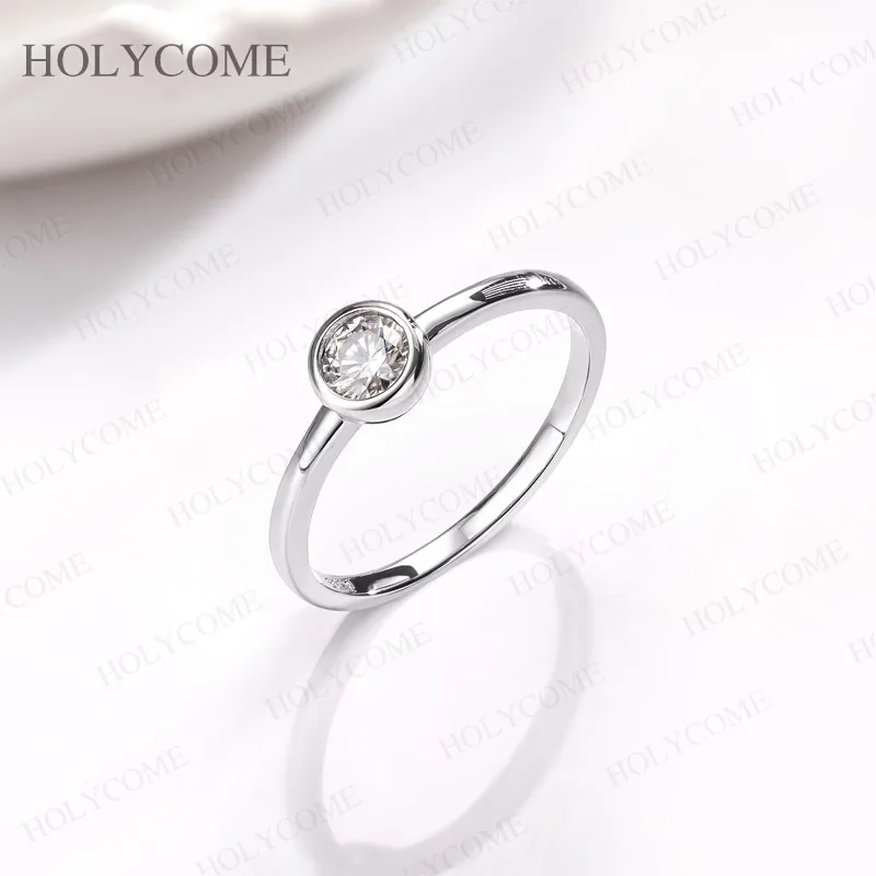 Custom Bubble Ring Moissanite Round 5mm With GRA D Color 925 Sterling Silver Sparkling Jewelry For Wedding Engagement Party