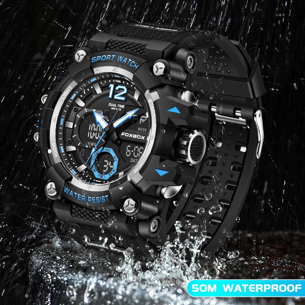 FOXBOX Luxus Mann Armbanduhr Wasserdicht Leucht Edelstahl herren Uhren Sport Männer Uhr Quarz Datum Reloj Uhren