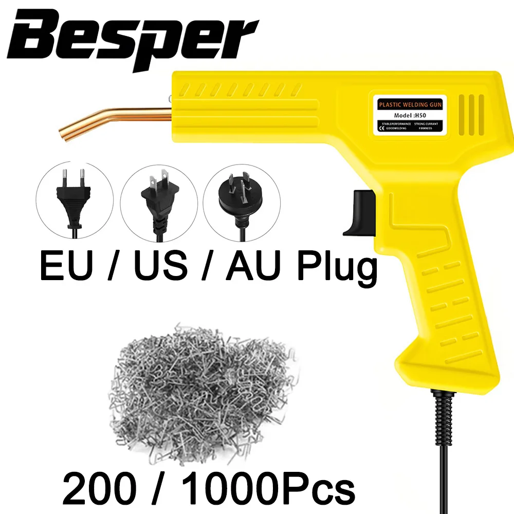 Multi-Function Plastic Welder EU/US/AU Plug Includes 200/1000 Pcs Welding Nails Overheat Protection Plastic Welding Gun