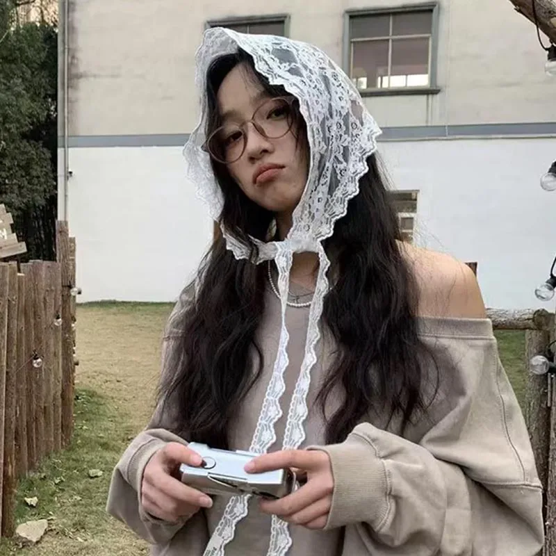 Trendy Lace Bandana Scarf Convertible Triangle Head Wrap Waist Chain Belt Accessory for Sexy Women Aesthetic Versatile Outfit