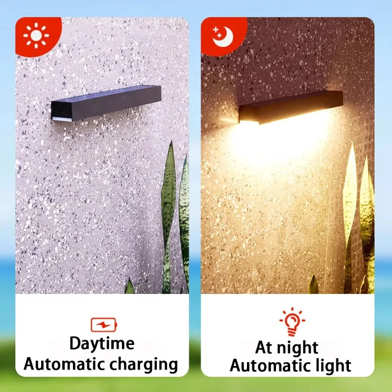 태양열 방수 LED 스트립 조명, 야외 안뜰 복도 벽 조명, 현대적인 장식 조명