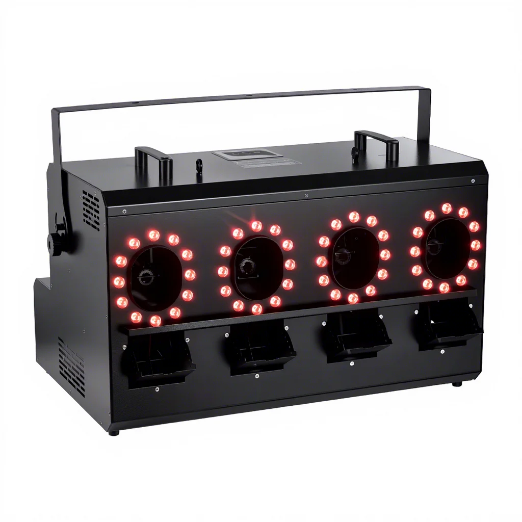 

DMX 8CH Dry Ice Fog Bubble Machine 3000W RGBW LED Smoke Bubble Machine 4 Holes Remote Control Stage Special Effect Equipment