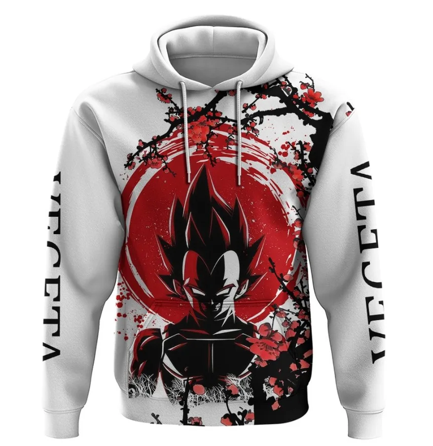 Dragon Ball motion Hoodie Anime Son Goku Piccolo Print Hooded Pullovers Tops Loose Long Sleeves Harajuku Clothes Fleece Hoodies