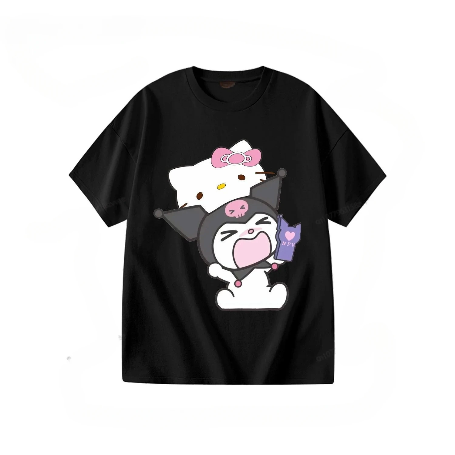 Summer New Hello Kitty Kulomi Printed Cotton Short Sleeve T-Shirt Boys and Girls Children's Loose 3-14 Year Old Children's T-Shi