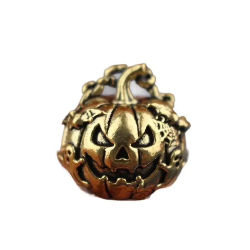 Halloween Pumpkin Pendant Spooky Carved Face 1Pc Vintage Brass Small Charm for Backpack Keychain DIY Halloween Decoration