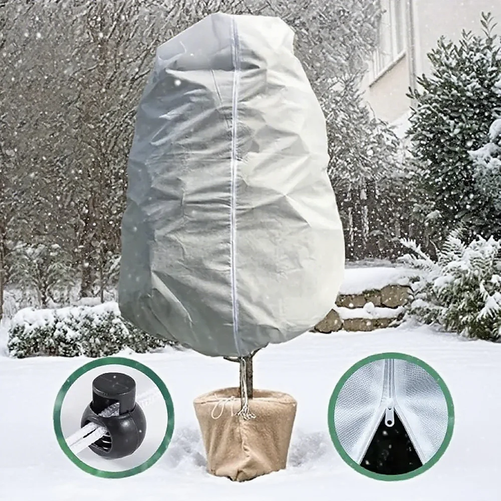 Winter Plant Frost Protection Cover Fabric with Zip And Drawstring Outdoor Fruit Tree Protection Cover
