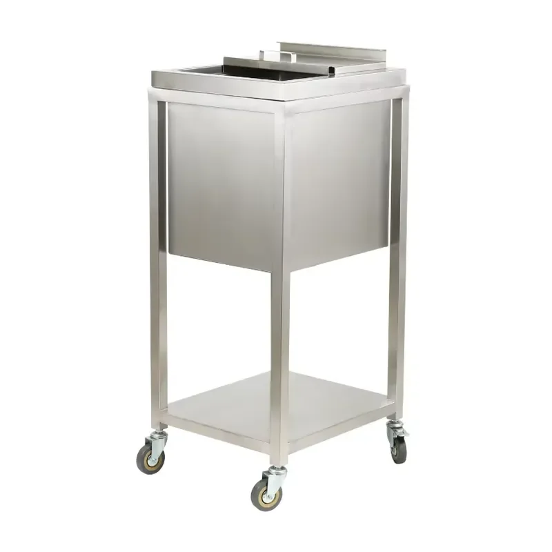for Stainless Steel Ice Cooler Cart Large Capacity Freezer Cocktail Bar Station with Wheels Mobile Beverage Service Trolley