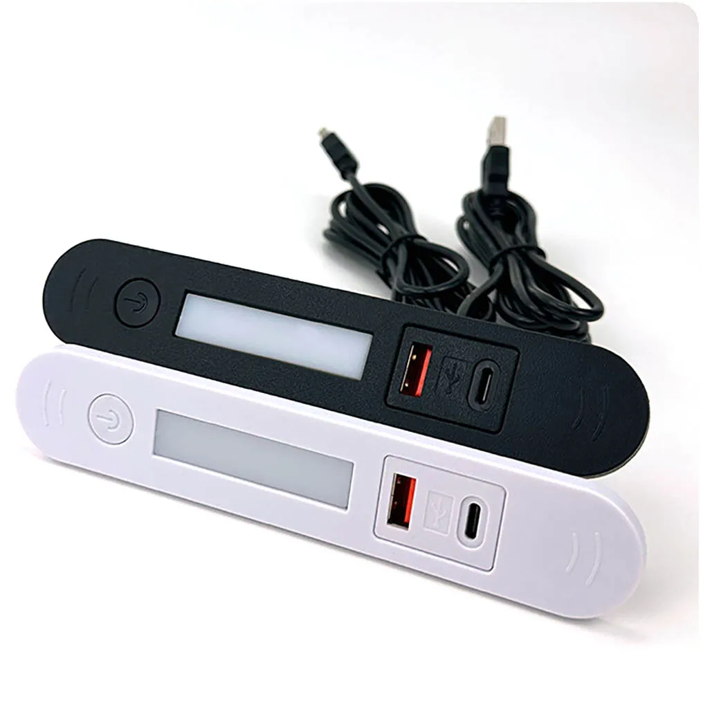 FUNAYA Hidden USB Multi-plug Embedded Power Socket USBA Type-C with Night Light Bedside Charger Extension Plug for Nightstand